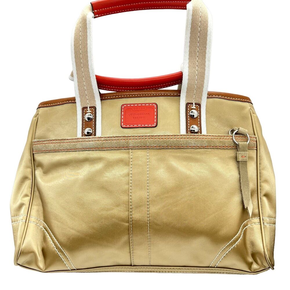 Coach Tote Handbag Hampton B0894-F11993 Champagne & Orange Nylon Leather Unused